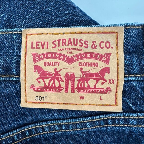 NWT Levis 501 Original Womens Blue Cropped High-Rise Straight Leg Jeans W29 L26 - Picture 11 of 12